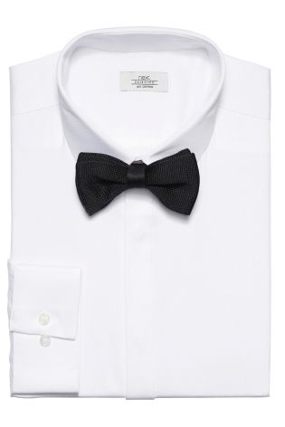 White Shirt And Knitted Bow Tie Set